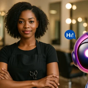 hair salon owner using AI